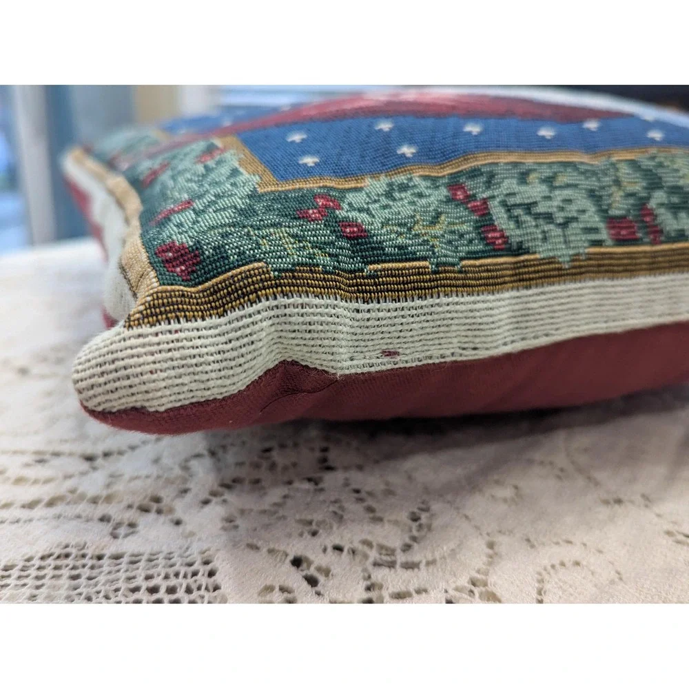 Vintage Santa Tapestry Pillow Joy to the World Christmas Holiday Decor